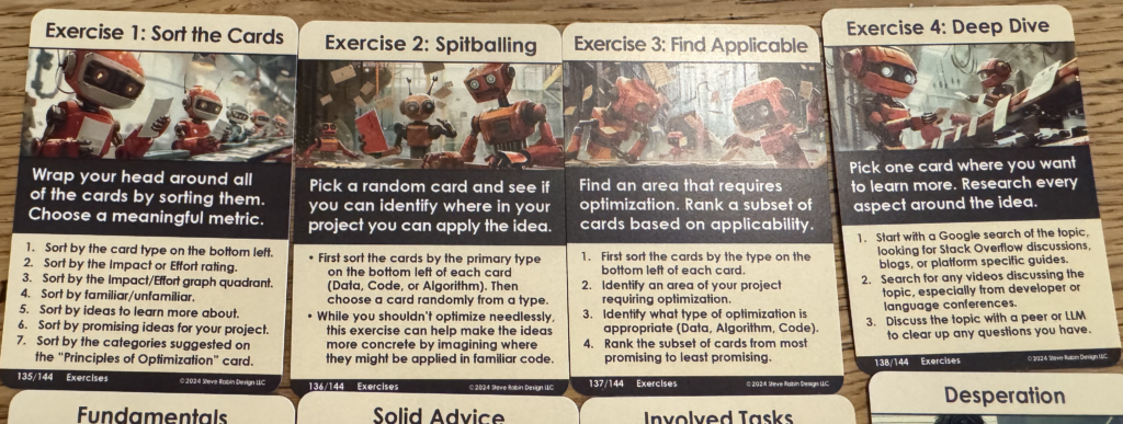 Steve Rabin's Code Optimization DevDeck's Exercise Cards